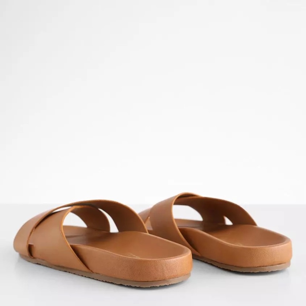SEYCHELLES Sandals Lighthearted Criss-Cross Contour Tan Leather Women's 10 - Picture 5 of 16